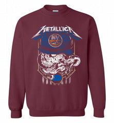 Metallica Skull Snake New York Islanders Crewneck Sweatshirt - zezetee Metallica Skull Snake New York Islanders Crewneck Sweatshirt - zezetee