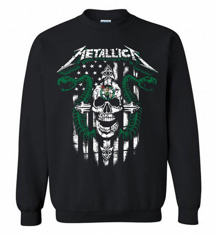 Metallica Boston Celtics Logo Crewneck Sweatshirt - zezetee Metallica Boston Celtics Logo Crewneck Sweatshirt - zezetee