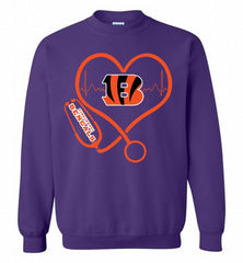 Nurse Heartbeat Cincinnati Bengals Crewneck Sweatshirt - zezetee Nurse Heartbeat Cincinnati Bengals Crewneck Sweatshirt - zezetee