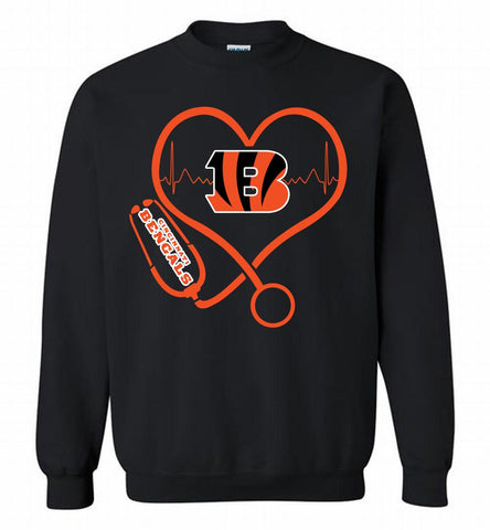 Nurse Heartbeat Cincinnati Bengals Crewneck Sweatshirt - zezetee Nurse Heartbeat Cincinnati Bengals Crewneck Sweatshirt - zezetee