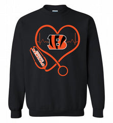 Nurse Heartbeat Cincinnati Bengals Crewneck Sweatshirt - zezetee Nurse Heartbeat Cincinnati Bengals Crewneck Sweatshirt - zezetee