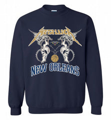 Metallica New Orleans Pelicans Logo Crewneck Sweatshirt - zezetee Metallica New Orleans Pelicans Logo Crewneck Sweatshirt - zezetee