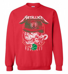 Metallica Skull Snake Boston Celtics Crewneck Sweatshirt - zezetee Metallica Skull Snake Boston Celtics Crewneck Sweatshirt - zezetee