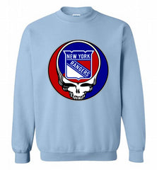 NHL TEAM NEW YORK RANGERS X GRATEFUL DEAD LOGO BAND Crewneck Sweatshirt - zezetee NHL TEAM NEW YORK RANGERS X GRATEFUL DEAD LOGO BAND Crewneck Sweatshirt - zezetee