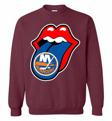 New York Islanders  x The Rolling Stones Logo Crewneck Sweatshirt - zezetee New York Islanders  x The Rolling Stones Logo Crewneck Sweatshirt - zezetee