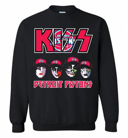 Kiss Detroit Pistons Logo Crewneck Sweatshirt - zezetee Kiss Detroit Pistons Logo Crewneck Sweatshirt - zezetee