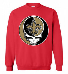 New Orleans Saints Grateful Dead Logo Band Crewneck Sweatshirt - zezetee New Orleans Saints Grateful Dead Logo Band Crewneck Sweatshirt - zezetee
