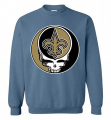New Orleans Saints Grateful Dead Logo Band Crewneck Sweatshirt - zezetee New Orleans Saints Grateful Dead Logo Band Crewneck Sweatshirt - zezetee
