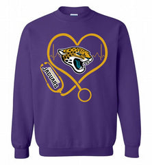 Nurse Heartbeat Jacksonville Jaguars Crewneck Sweatshirt - zezetee Nurse Heartbeat Jacksonville Jaguars Crewneck Sweatshirt - zezetee