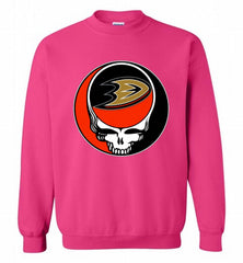 NHL TEAM ANAHEIM DUCKS X GRATEFUL DEAD LOGO BAND Crewneck Sweatshirt - zezetee NHL TEAM ANAHEIM DUCKS X GRATEFUL DEAD LOGO BAND Crewneck Sweatshirt - zezetee