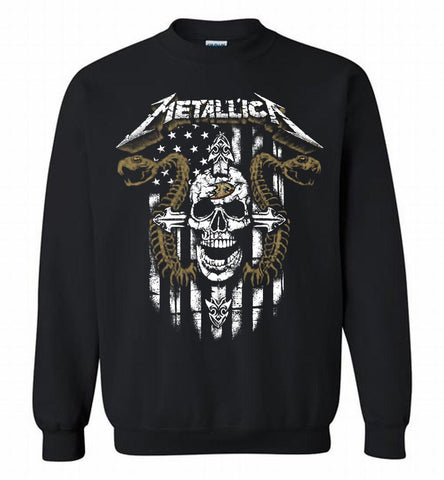 Metallica Snake Skull Anaheim Ducks Logo Crewneck Sweatshirt - zezetee Metallica Snake Skull Anaheim Ducks Logo Crewneck Sweatshirt - zezetee