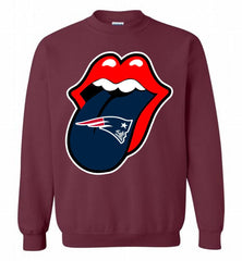 New England Patriots  x The Rolling Stones Logo Crewneck Sweatshirt - zezetee New England Patriots  x The Rolling Stones Logo Crewneck Sweatshirt - zezetee
