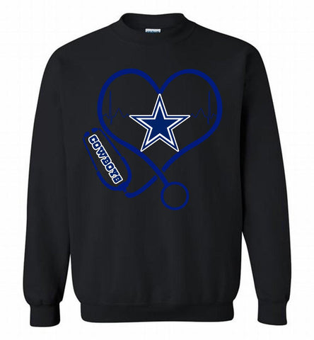 Nurse Heartbeat Dallas Cowboys Crewneck Sweatshirt - zezetee Nurse Heartbeat Dallas Cowboys Crewneck Sweatshirt - zezetee