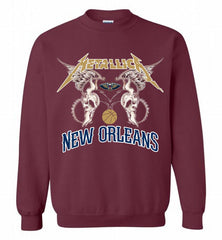Metallica New Orleans Pelicans Logo Crewneck Sweatshirt - zezetee Metallica New Orleans Pelicans Logo Crewneck Sweatshirt - zezetee