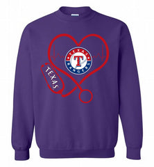 Nurse Heartbeat Texas Rangers Crewneck Sweatshirt - zezetee Nurse Heartbeat Texas Rangers Crewneck Sweatshirt - zezetee