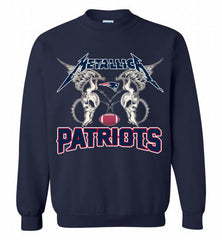 Metallica New England Patriots Logo Crewneck Sweatshirt - zezetee Metallica New England Patriots Logo Crewneck Sweatshirt - zezetee