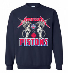 Metallica Detroit Pistons Logo Crewneck Sweatshirt - zezetee Metallica Detroit Pistons Logo Crewneck Sweatshirt - zezetee