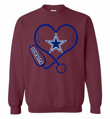 Nurse Heartbeat Dallas Cowboys Crewneck Sweatshirt - zezetee Nurse Heartbeat Dallas Cowboys Crewneck Sweatshirt - zezetee