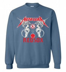 Metallica Boston Red Sox Logo Crewneck Sweatshirt - zezetee Metallica Boston Red Sox Logo Crewneck Sweatshirt - zezetee