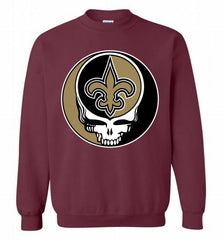 New Orleans Saints Grateful Dead Logo Band Crewneck Sweatshirt - zezetee New Orleans Saints Grateful Dead Logo Band Crewneck Sweatshirt - zezetee