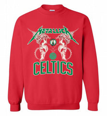 Metallica Boston Celtics Logo Crewneck Sweatshirt - zezetee Metallica Boston Celtics Logo Crewneck Sweatshirt - zezetee