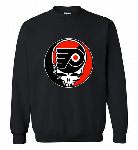 NHL TEAM PHILADELPHIA FLYERS X GRATEFUL DEAD LOGO BAND Crewneck Sweatshirt - zezetee NHL TEAM PHILADELPHIA FLYERS X GRATEFUL DEAD LOGO BAND Crewneck Sweatshirt - zezetee