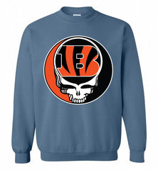 Cincinnati Bengals Grateful Dead Logo Band Crewneck Sweatshirt - zezetee Cincinnati Bengals Grateful Dead Logo Band Crewneck Sweatshirt - zezetee