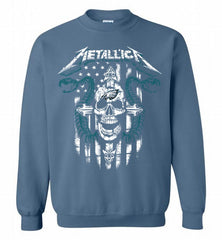 Metallica Snake Skull Philadelphia Eagles Logo Crewneck Sweatshirt - zezetee Metallica Snake Skull Philadelphia Eagles Logo Crewneck Sweatshirt - zezetee