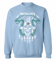 Metallica Snake Skull Dallas Stars Logo Crewneck Sweatshirt - zezetee Metallica Snake Skull Dallas Stars Logo Crewneck Sweatshirt - zezetee