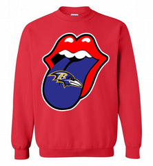 Baltimore Ravens  x The Rolling Stones Logo Crewneck Sweatshirt - zezetee Baltimore Ravens  x The Rolling Stones Logo Crewneck Sweatshirt - zezetee