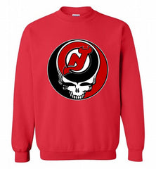NHL TEAM NEW JERSEY DEVILS X GRATEFUL DEAD LOGO BAND Crewneck Sweatshirt - zezetee NHL TEAM NEW JERSEY DEVILS X GRATEFUL DEAD LOGO BAND Crewneck Sweatshirt - zezetee