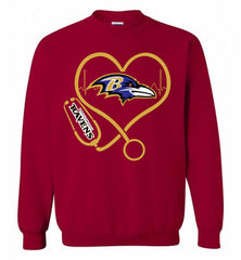 Nurse Heartbeat Baltimore Ravens Crewneck Sweatshirt - zezetee Nurse Heartbeat Baltimore Ravens Crewneck Sweatshirt - zezetee