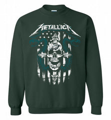 Metallica Snake Skull Philadelphia Eagles Logo Crewneck Sweatshirt - zezetee Metallica Snake Skull Philadelphia Eagles Logo Crewneck Sweatshirt - zezetee