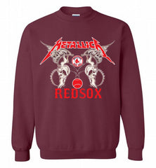 Metallica Boston Red Sox Logo Crewneck Sweatshirt - zezetee Metallica Boston Red Sox Logo Crewneck Sweatshirt - zezetee