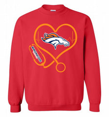 Nurse Heartbeat Denver Broncos Crewneck Sweatshirt - zezetee Nurse Heartbeat Denver Broncos Crewneck Sweatshirt - zezetee