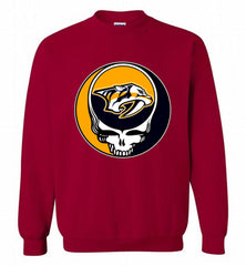NHL TEAM NASHVILLE PREDATORS X GRATEFUL DEAD LOGO BAND Crewneck Sweatshirt - zezetee NHL TEAM NASHVILLE PREDATORS X GRATEFUL DEAD LOGO BAND Crewneck Sweatshirt - zezetee