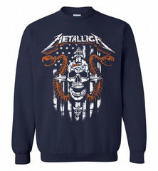 Metallica Snake Skull Denver Broncos Logo Crewneck Sweatshirt - zezetee Metallica Snake Skull Denver Broncos Logo Crewneck Sweatshirt - zezetee