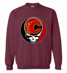NHL TEAM CALGARY FLAMES X GRATEFUL DEAD LOGO BAND Crewneck Sweatshirt - zezetee NHL TEAM CALGARY FLAMES X GRATEFUL DEAD LOGO BAND Crewneck Sweatshirt - zezetee