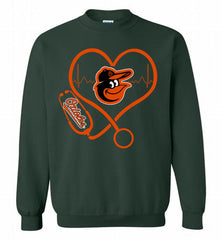 Nurse Heartbeat Baltimore Orioles Crewneck Sweatshirt - zezetee Nurse Heartbeat Baltimore Orioles Crewneck Sweatshirt - zezetee