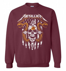 Metallica Snake Skull Phoenix Sun Logo Crewneck Sweatshirt - zezetee Metallica Snake Skull Phoenix Sun Logo Crewneck Sweatshirt - zezetee