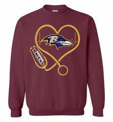 Nurse Heartbeat Baltimore Ravens Crewneck Sweatshirt - zezetee Nurse Heartbeat Baltimore Ravens Crewneck Sweatshirt - zezetee