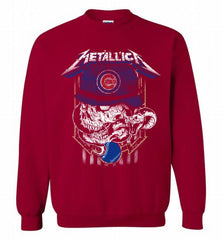 Metallica Skull Chicago Cubs Logo Crewneck Sweatshirt - zezetee Metallica Skull Chicago Cubs Logo Crewneck Sweatshirt - zezetee