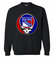 NHL TEAM NEW YORK RANGERS X GRATEFUL DEAD LOGO BAND Crewneck Sweatshirt - zezetee NHL TEAM NEW YORK RANGERS X GRATEFUL DEAD LOGO BAND Crewneck Sweatshirt - zezetee