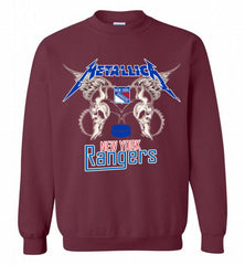 Metallica New York Rangers Logo Crewneck Sweatshirt - zezetee Metallica New York Rangers Logo Crewneck Sweatshirt - zezetee