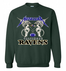 Metallica Baltimore Ravens Logo Crewneck Sweatshirt - zezetee Metallica Baltimore Ravens Logo Crewneck Sweatshirt - zezetee