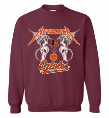 Metallica Baltimore Orioles Logo Crewneck Sweatshirt - zezetee Metallica Baltimore Orioles Logo Crewneck Sweatshirt - zezetee