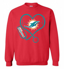 Nurse Heartbeat Miami Dolphins Crewneck Sweatshirt - zezetee Nurse Heartbeat Miami Dolphins Crewneck Sweatshirt - zezetee