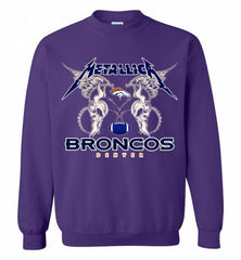 Metallica Denver Broncos Logo Crewneck Sweatshirt - zezetee Metallica Denver Broncos Logo Crewneck Sweatshirt - zezetee