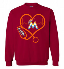 Nurse Heartbeat Miami Marlins Crewneck Sweatshirt - zezetee Nurse Heartbeat Miami Marlins Crewneck Sweatshirt - zezetee