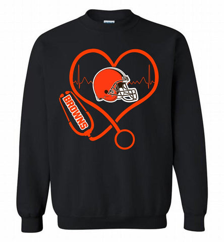 Nurse Heartbeat Cleveland Browns Crewneck Sweatshirt - zezetee Nurse Heartbeat Cleveland Browns Crewneck Sweatshirt - zezetee